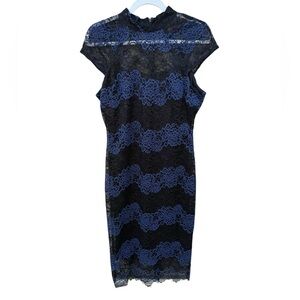 eva mendes for New York & Company Black and Navy Lace Midi Dress